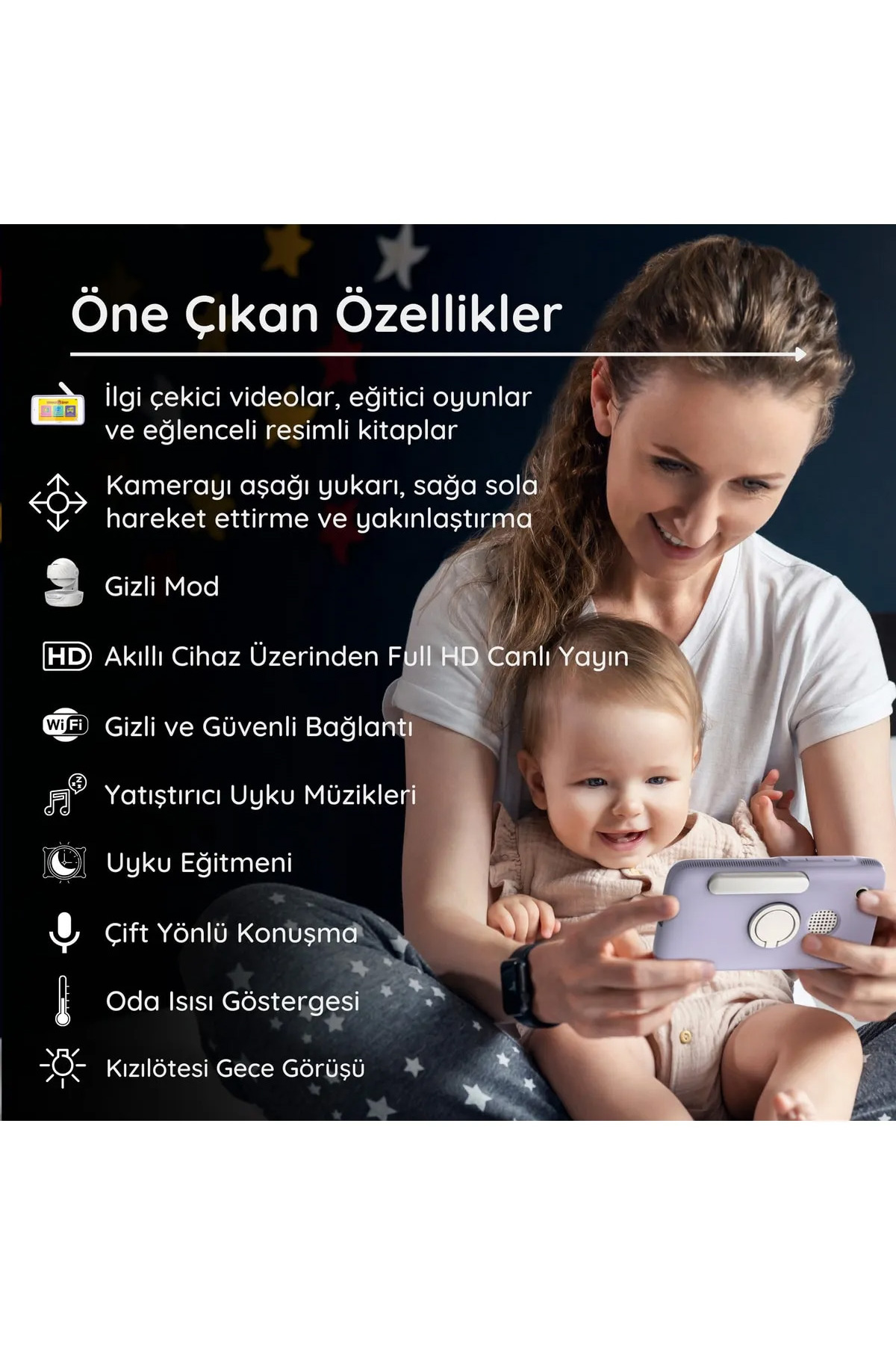 Genel Markalar Nursery Pal Deluxe 5” Hd Wi-fi Dokunmatik Ekran Portatif Dijital Bebek Kamerasıs fotoğrafı 4 (önizleme)