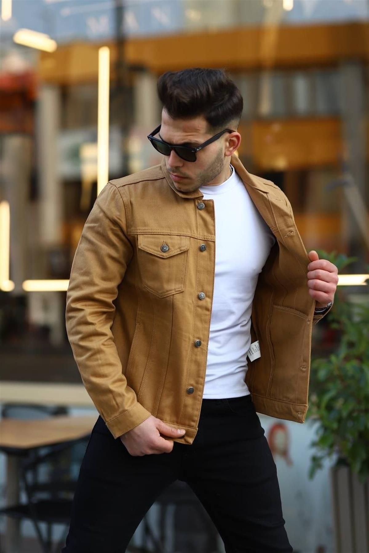 Mens camel denim jacket store