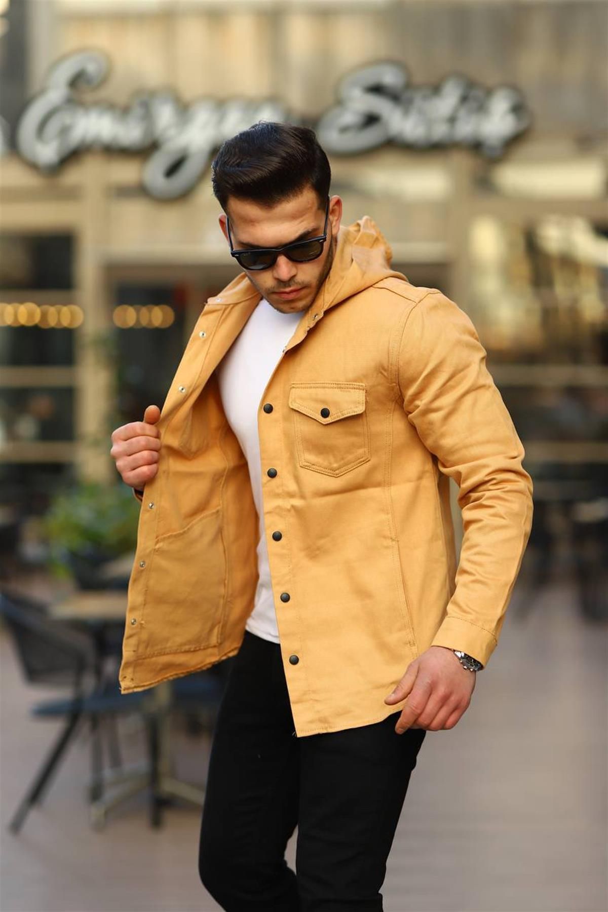 Yellow Cotton Oversized Crop Denim Jacket For Women - ISUFashion