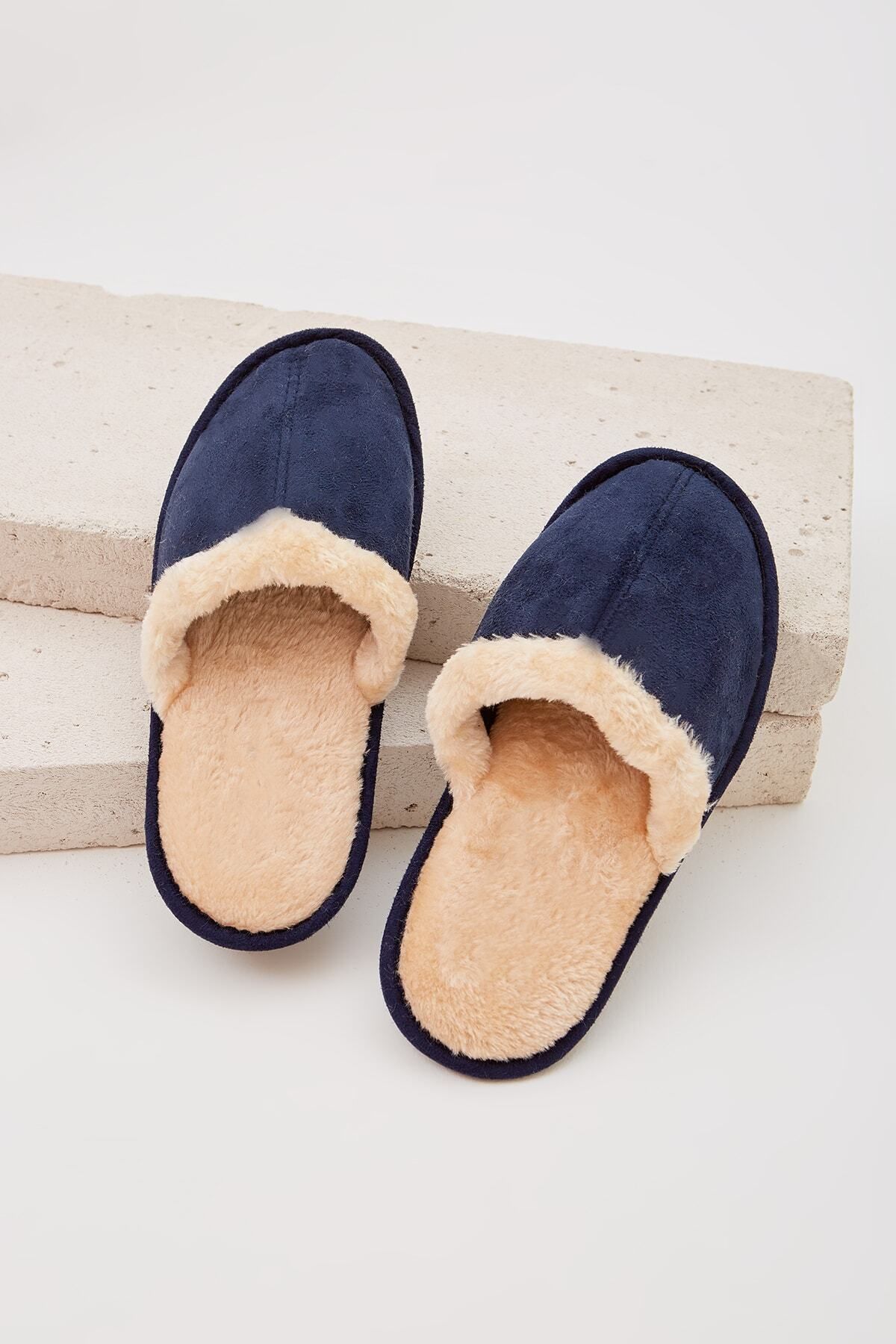 Navy slippers womens hotsell