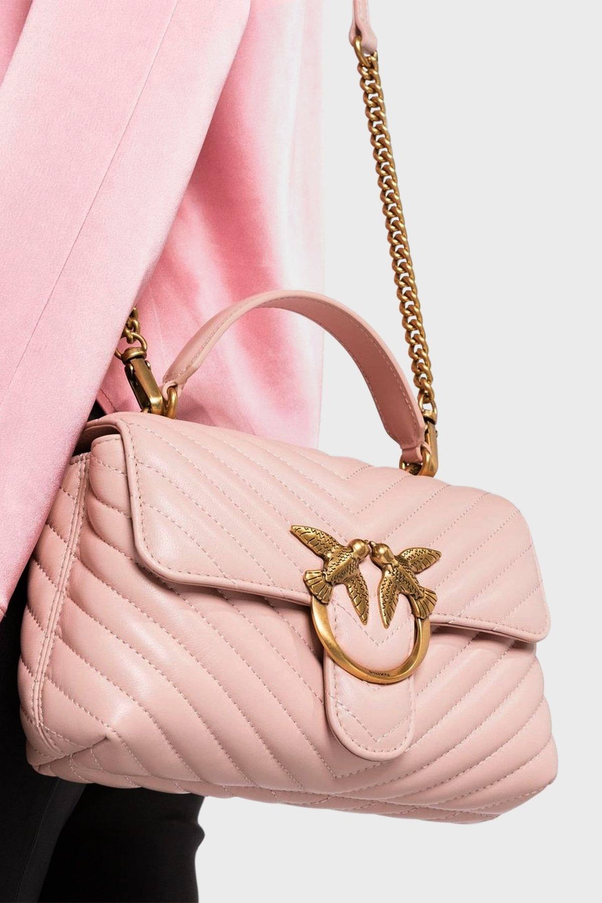 PİNKO-Tasche aus echtem Leder mit Pinko-Logo und abnehmbarem Kettenriemen 100044   A0GK O81Q 3