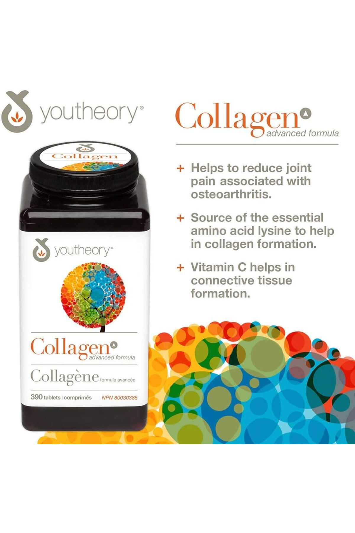 Youtheory Collagen Advanced Hair Skin Nail Formula Type 1 2 3 390