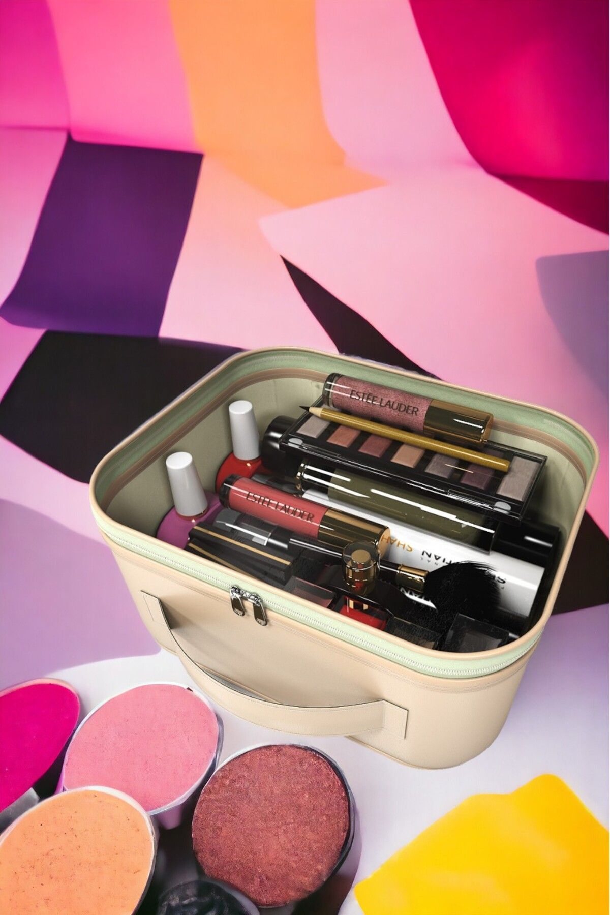 FDF STORE Geantă De Machiaj Organizator De Genți De Mână Pentru Cosmetice De Călătorie Geantă Multifuncțională În Valiză Roz - Mărime unică