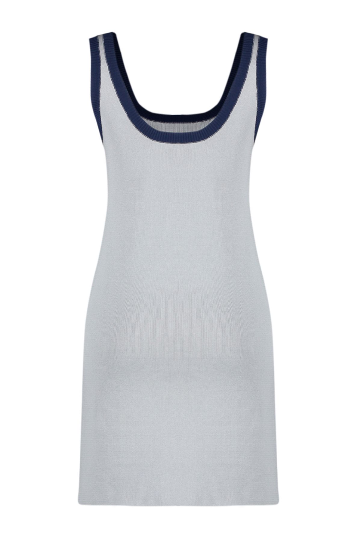Trendyol Collection-Gray Mini Knitwear Basic Color Block Dress TWOSS24EL00364 8