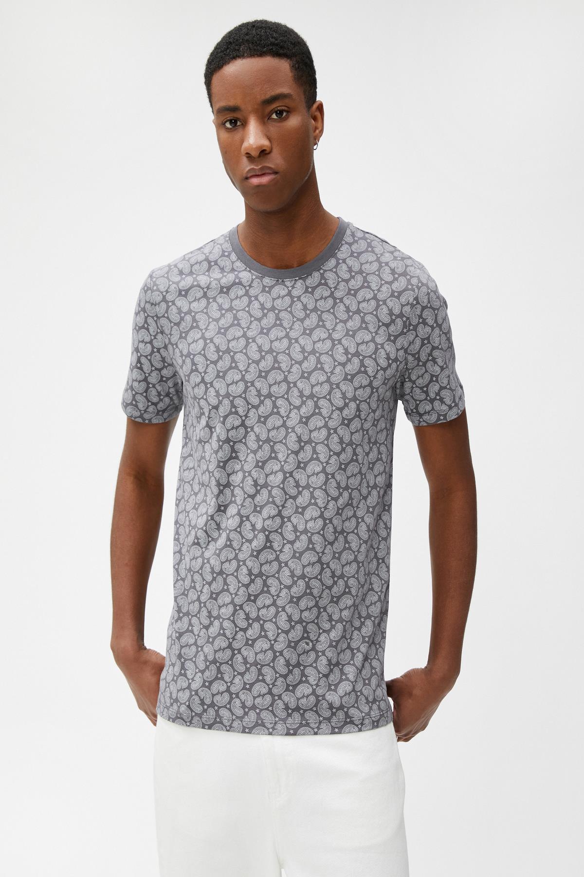 تیشرت مردانه خاکستری کوتون | 3SAM10701HK اورجینال - تصویر 3