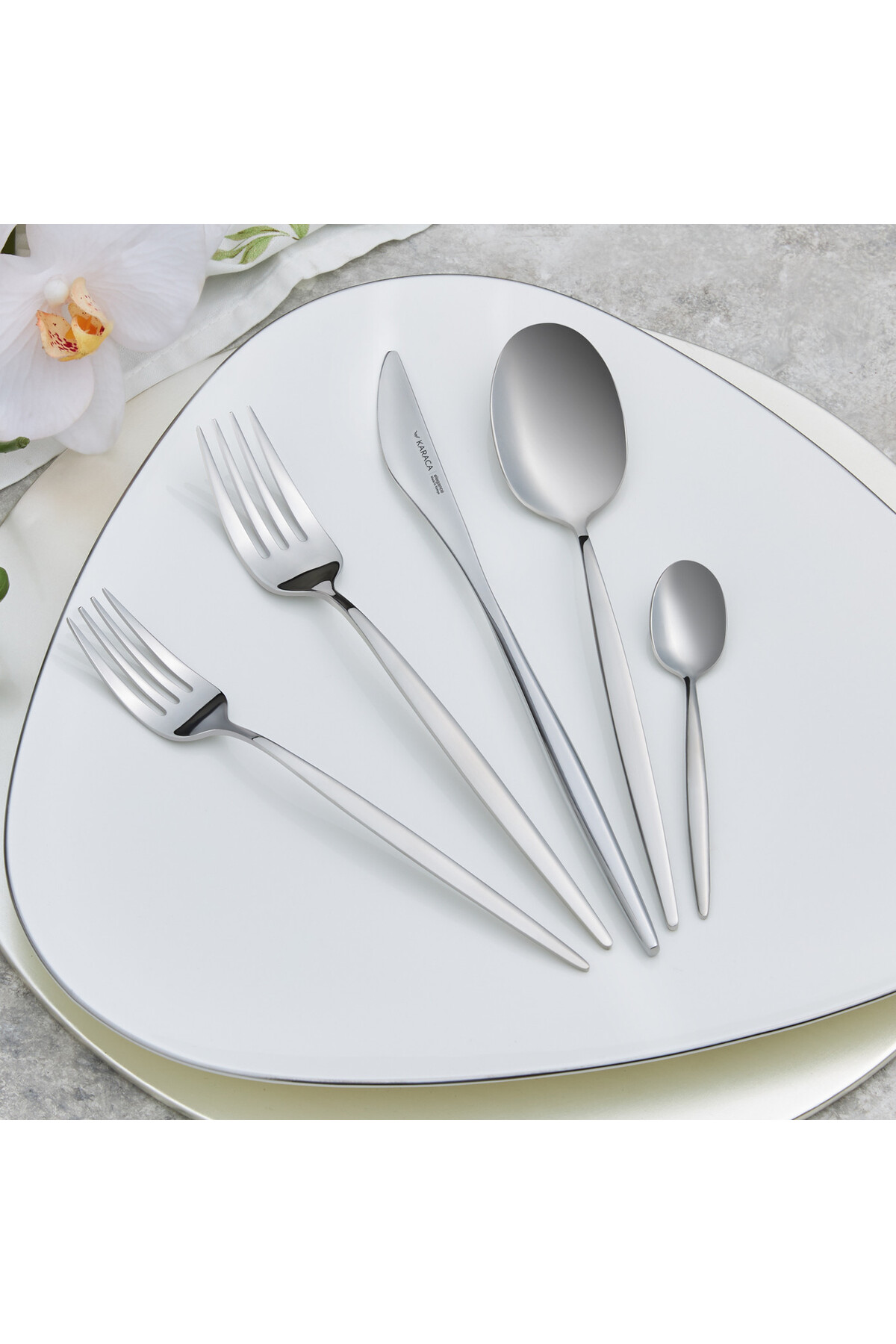 Karaca Lizbon Besteckset mit Box Set 60-teilig, für 12 Personen, 18/10 Edelst...