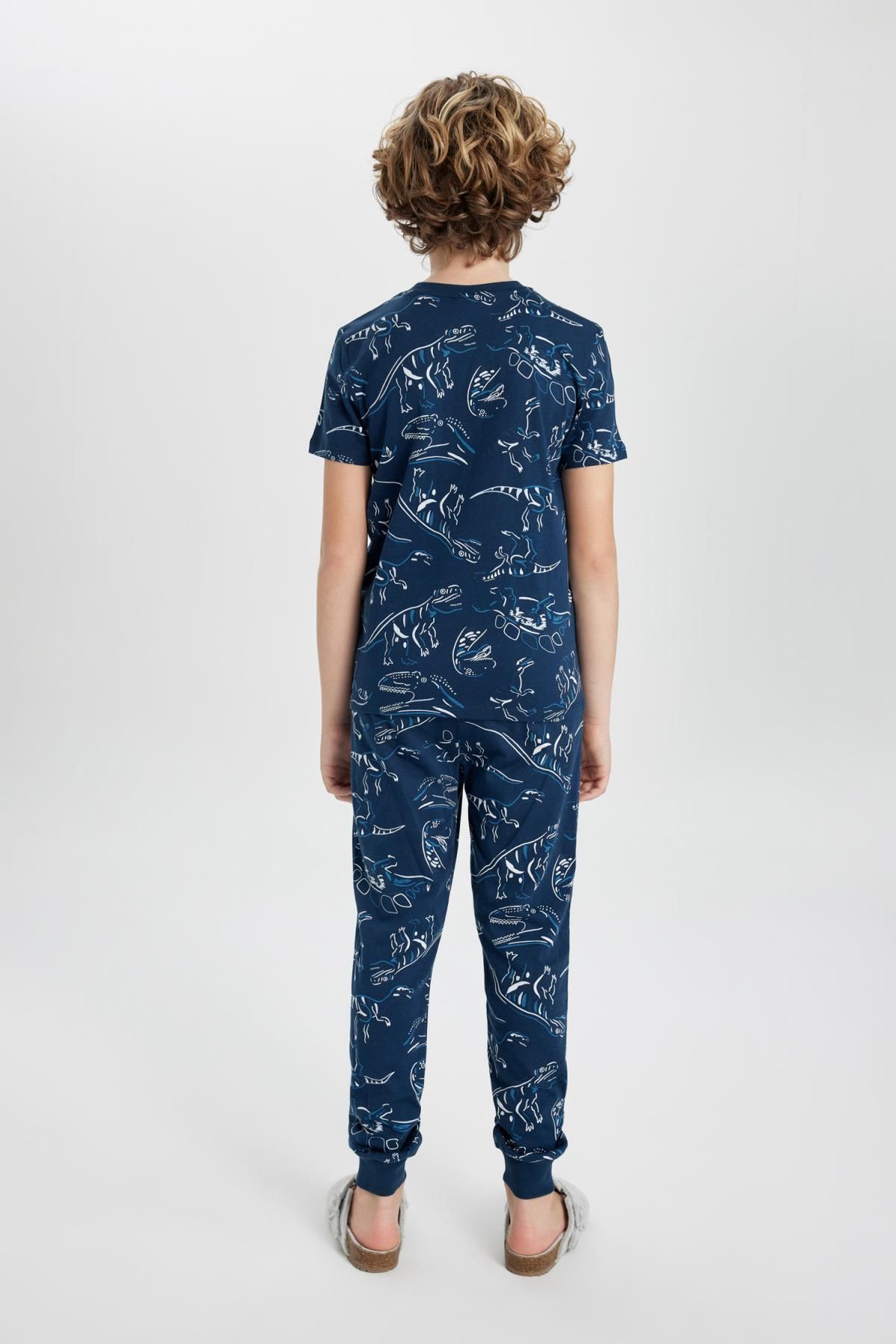 DeFacto-Boys' Pajamas Set - Dinosaur Print, Crew Neck, Short Sleeve, Top and Bottom Set C0839A824Sp 6