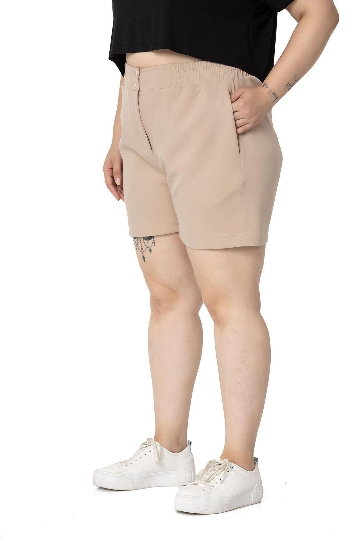 DISENTIS MODEST-Large Size Mink Shorts - Side and Back Elastic Pockets 2