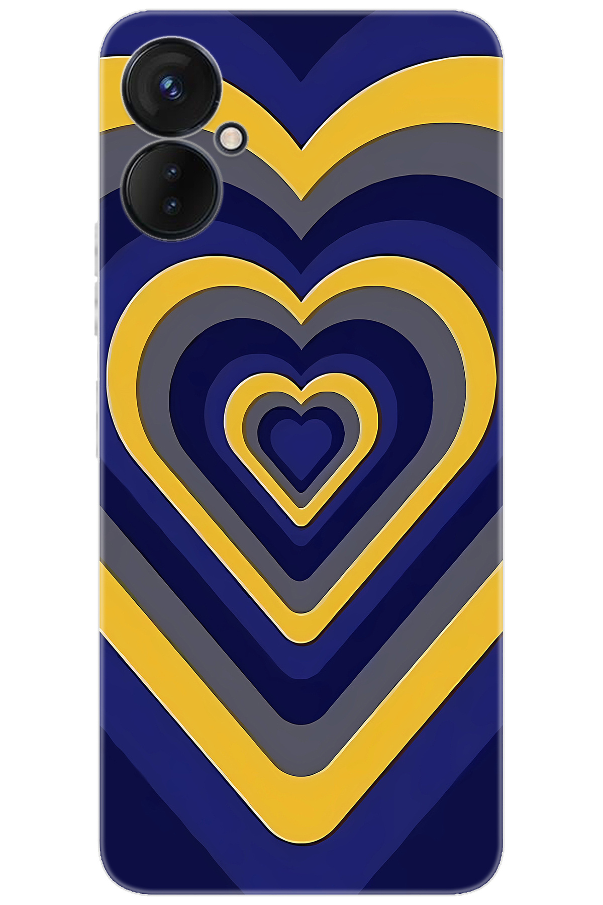 Spark 9 PRO (KH7n) Compatible Sheath Pattern Printed Silicone Yellow Navy Blue Heart NGO:1003 CP-b7yzYea