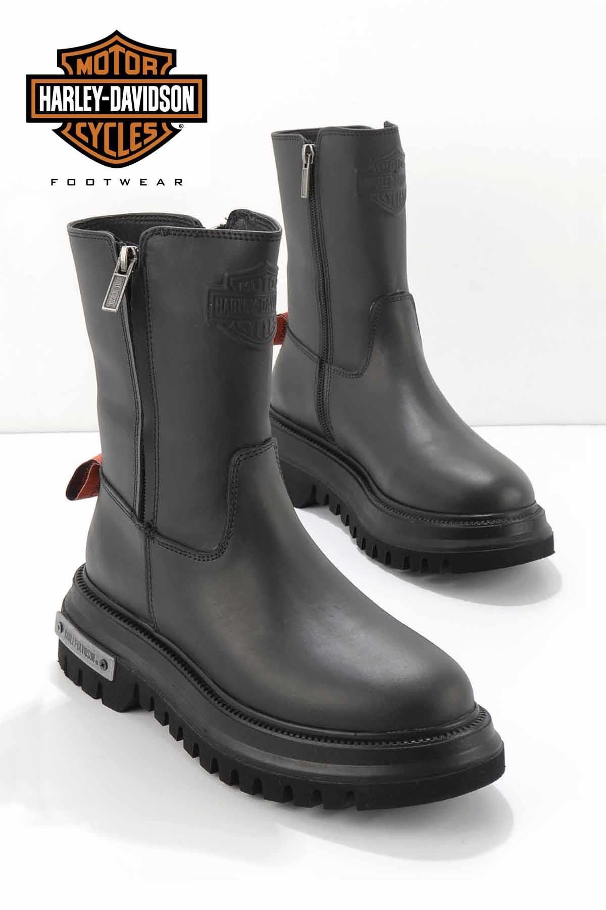 Harley Davidson Black Leather Kad n Bot Bootie Hd0777002603