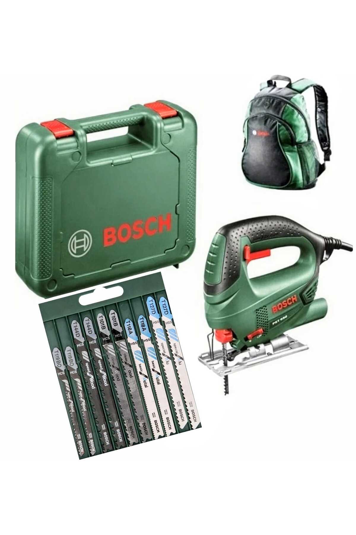 Bosch Pst 650 Dekupaj Testere ,10 lu Bosch Karışık Uç Seti ve Sırt Çantası Hediye