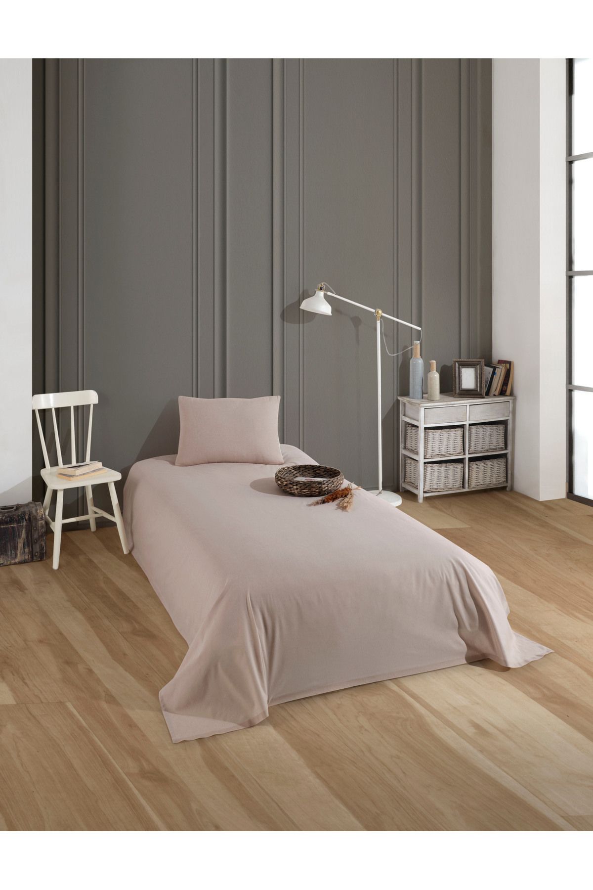 üntaş-Üntaş Serenat Double Elasticless Sheet and 2 Pillowcases Plain Brown 1