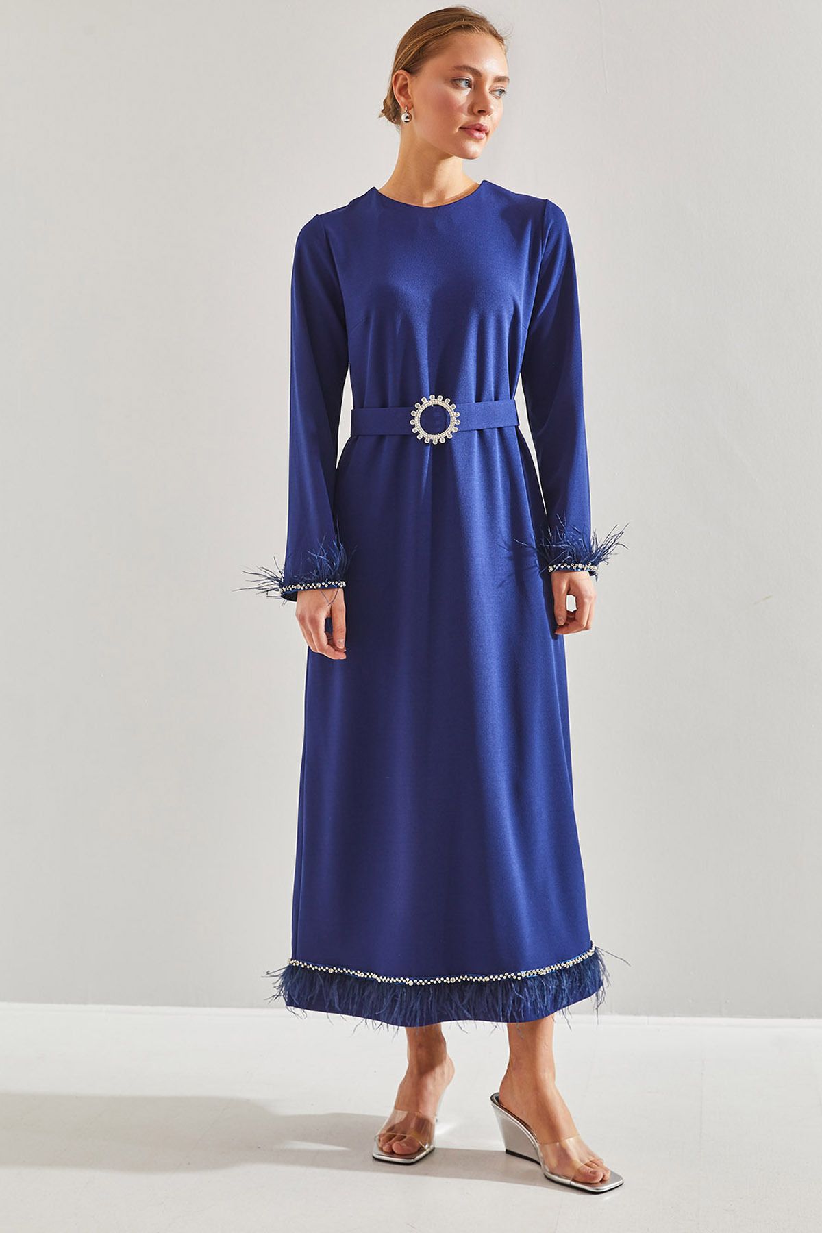 لباس حجاب کمربند سنگی و منگوله ای زنانه 60151002 Bianco Lucci Modest