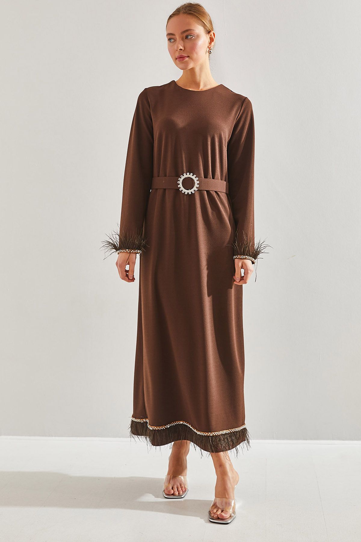 لباس حجاب کمربند سنگی و منگوله ای زنانه 60151002 Bianco Lucci Modest