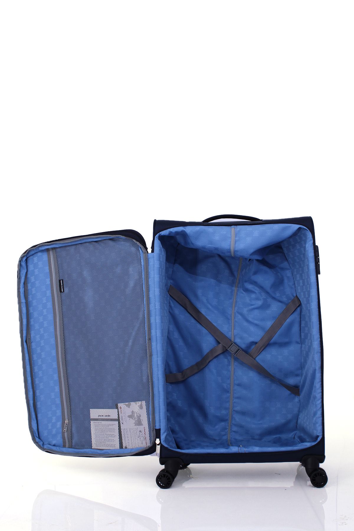 چمدان و ساک آبی مردانه زنانه 4200 3 Set Ultra Light Luxury پارچه چرخدار Pierre Cardin