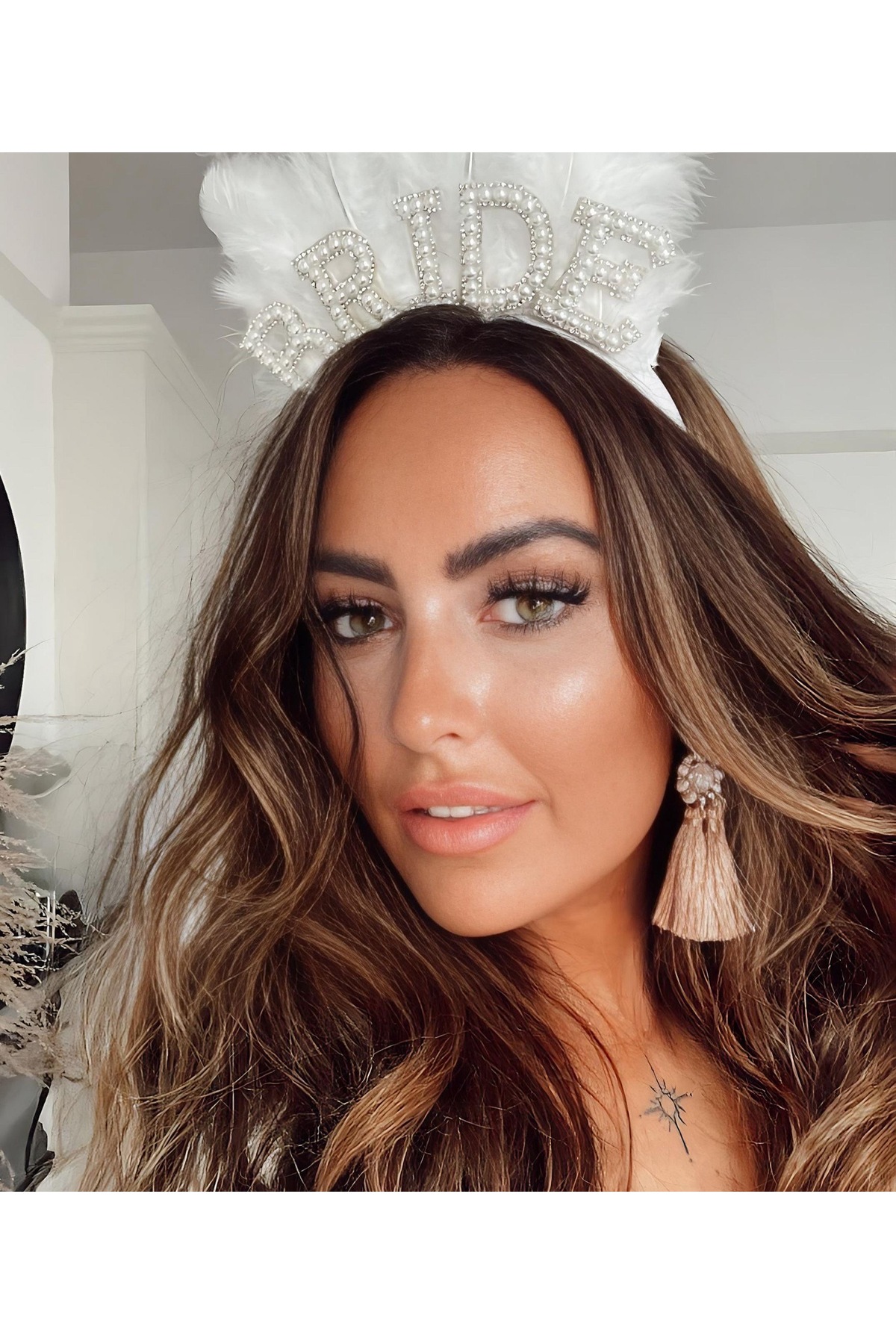 design luxury large pearl crystal stone embroidered feathered bride crown high queen crown white