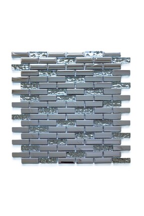 MozaiKristaL Mutfak Tezgah Arası 15x48x6 Mm, Gümüş Inox Kristal Cam Mozaik. (...