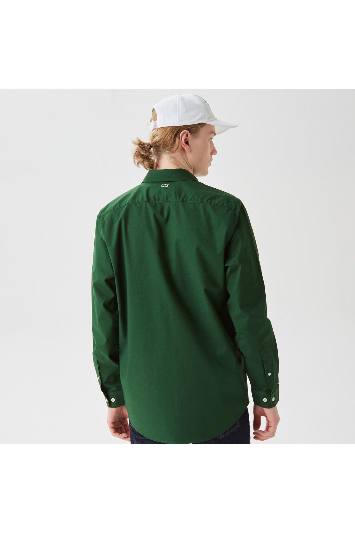 Lacoste پیراهن سبز یقه دار باریک مردانه