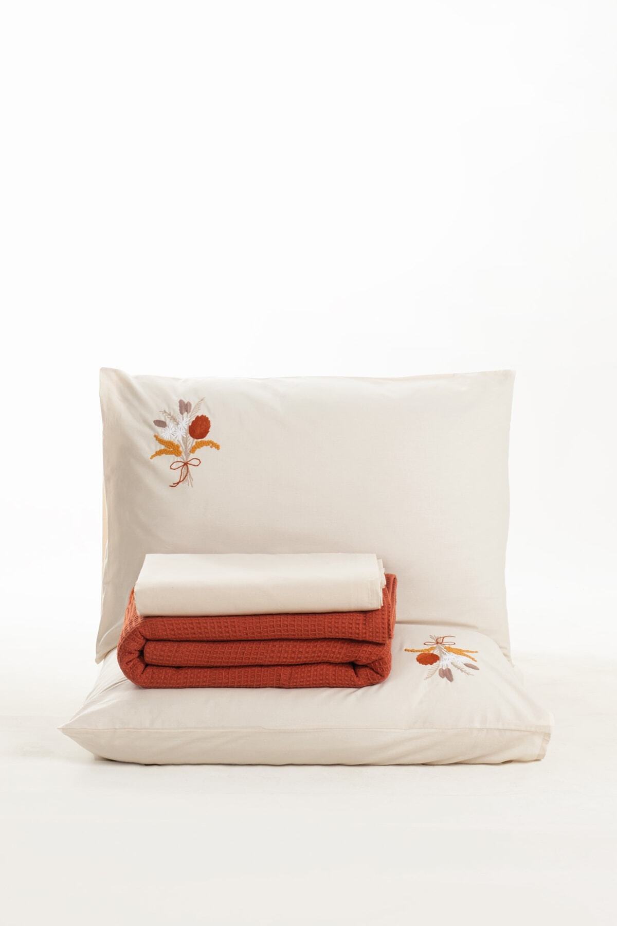 Cotton Box Spin Çift Kişilik Pike Takımı Edna Kiremit 4