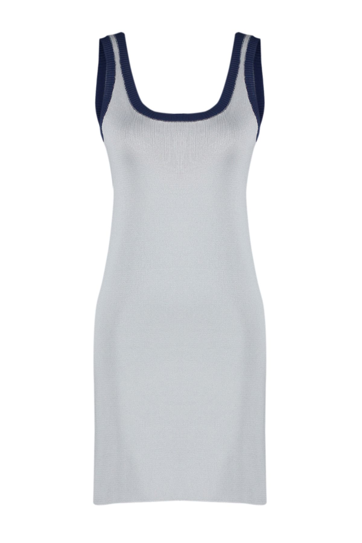 Trendyol Collection-Gray Mini Knitwear Basic Color Block Dress TWOSS24EL00364 7