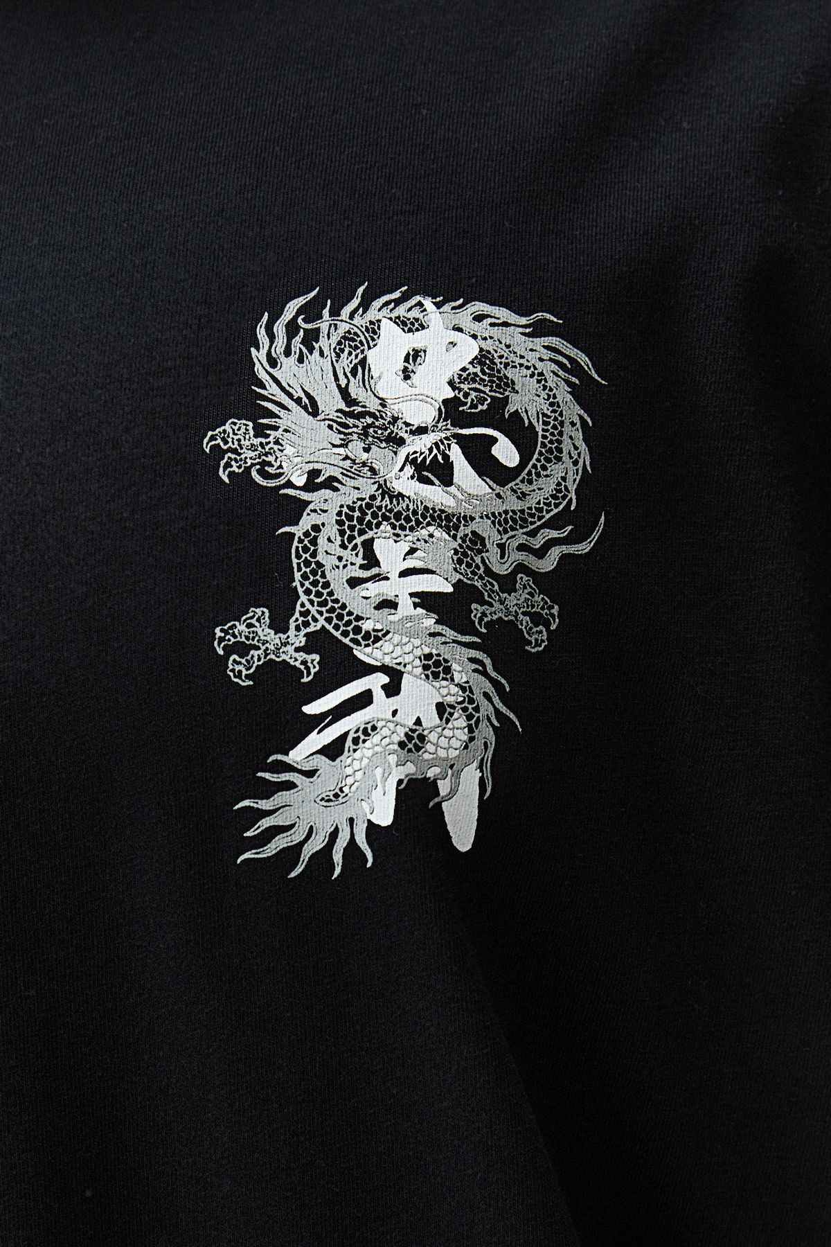 Trendyol Collection-Far East Pattern – Schwarzes Oversize-T-Shirt aus 100 % Baumwolle TMNSS24BF00032 6