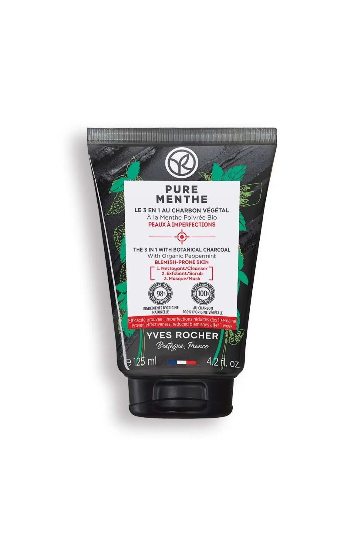 Pure Menthe-Anti-Pore Mattifying Purifying Peeling-Mask Effect Charcoal Face Wash Gel 125ML