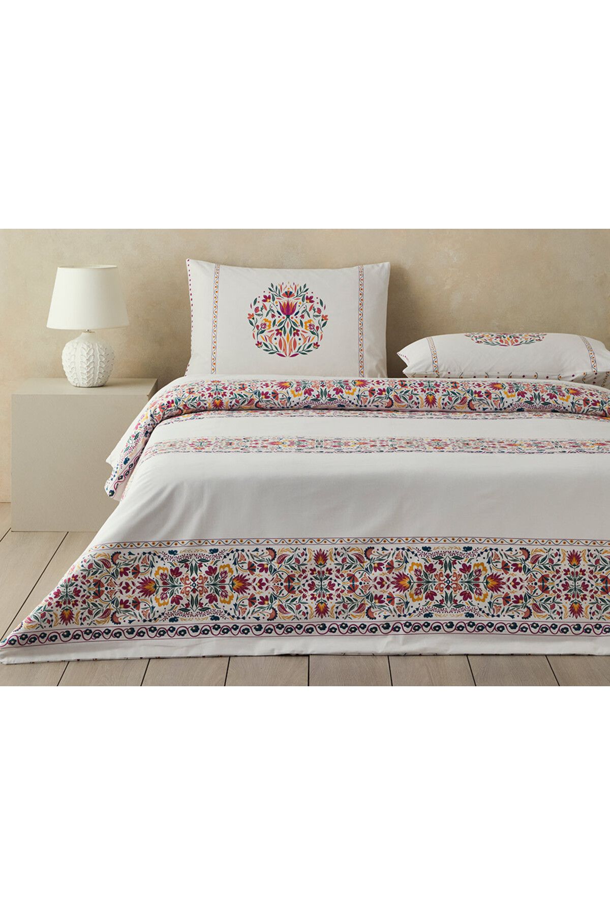 Folk Blossom King Size Nevresim Seti Fuşya