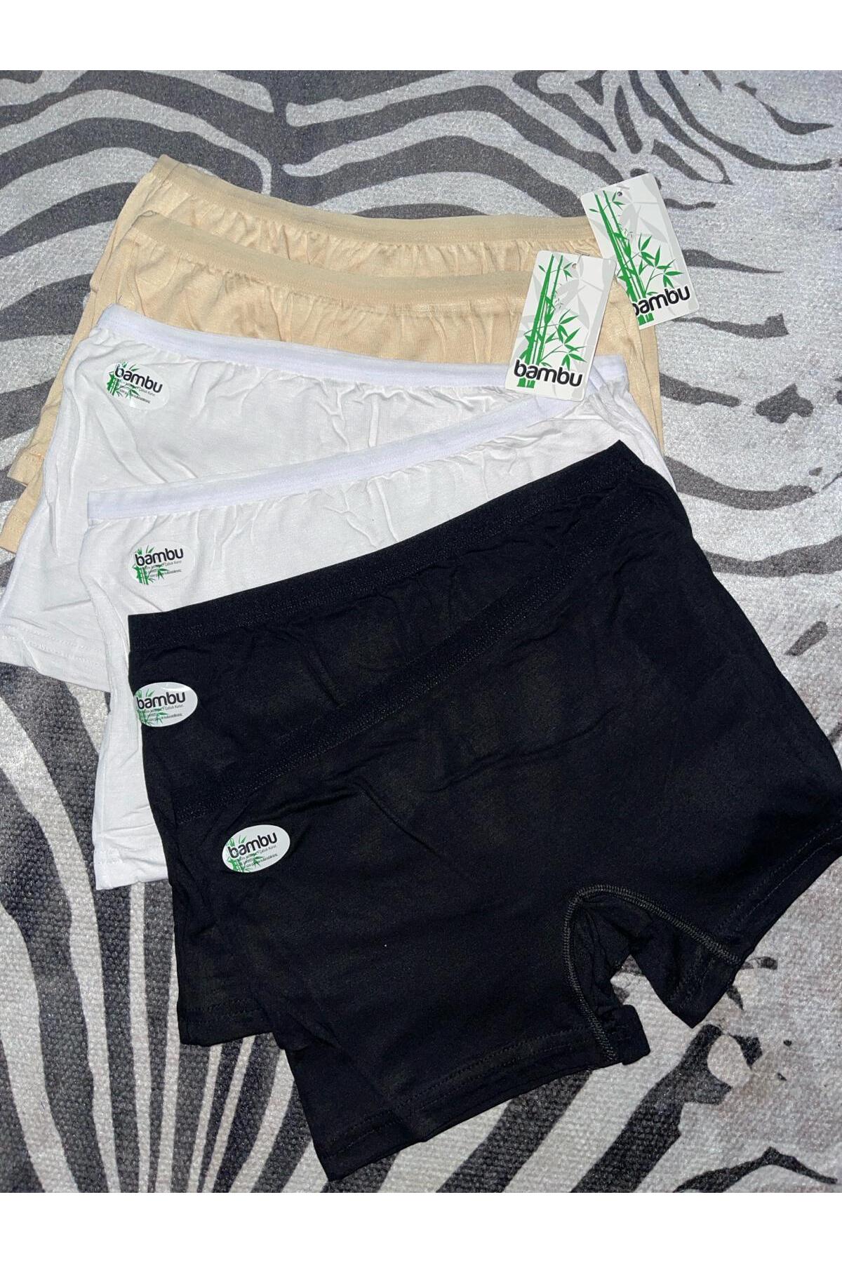 S&D ÇARŞİ Kadın bambu boxer ekstre yumuşak ekstra esnek yok hıssı 6"lu paket(KARMA RENK)