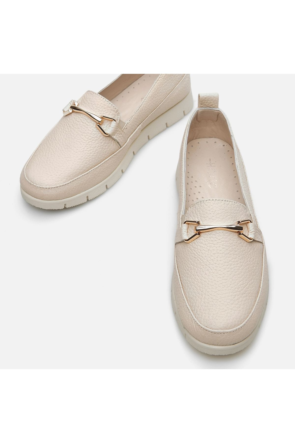 Hotiç-Loafer de damă din piele naturală bej 5