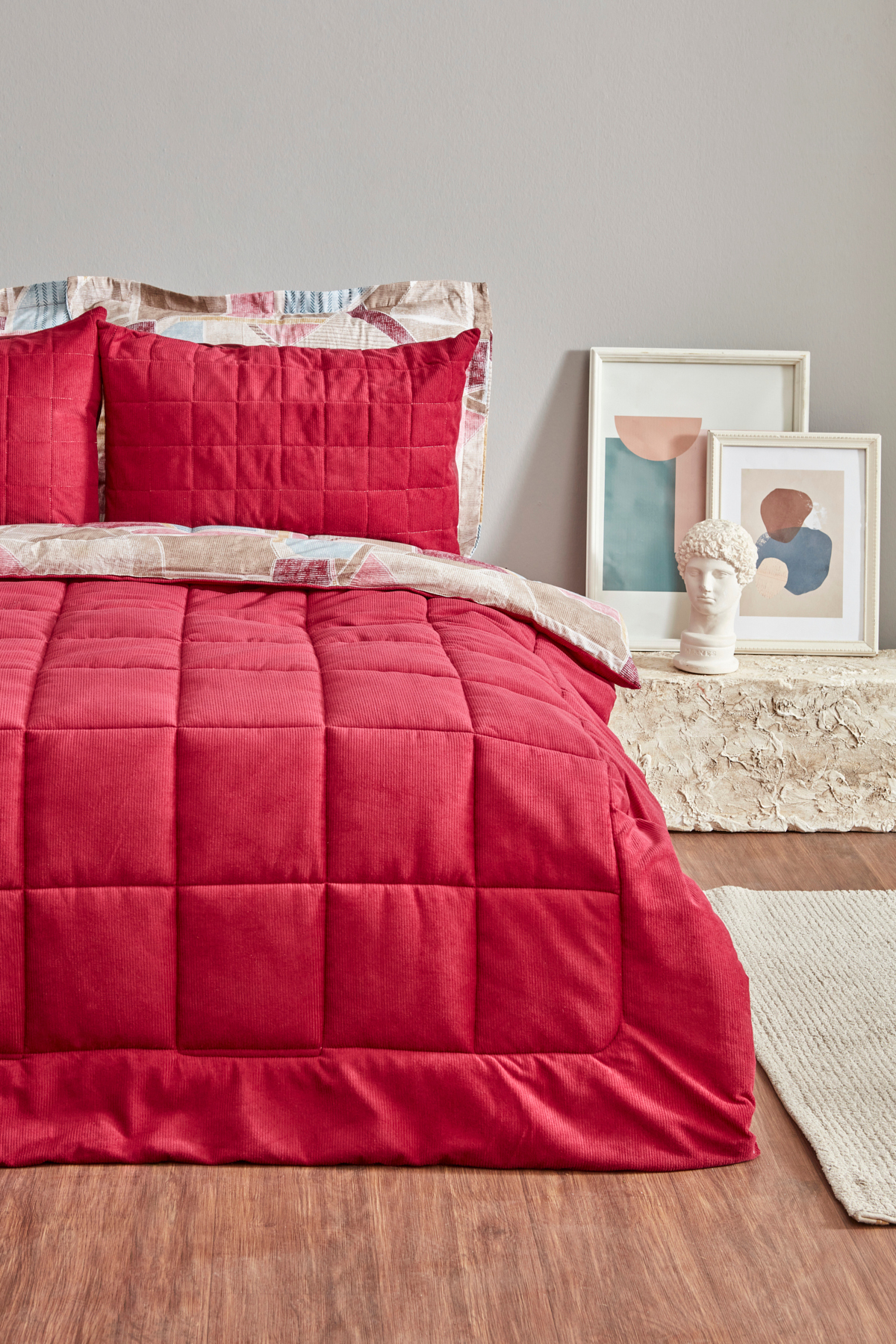 ست خواب دو نفره  بورگوندی Karaca Home | 8681lydia اورجینال - تصویر 2