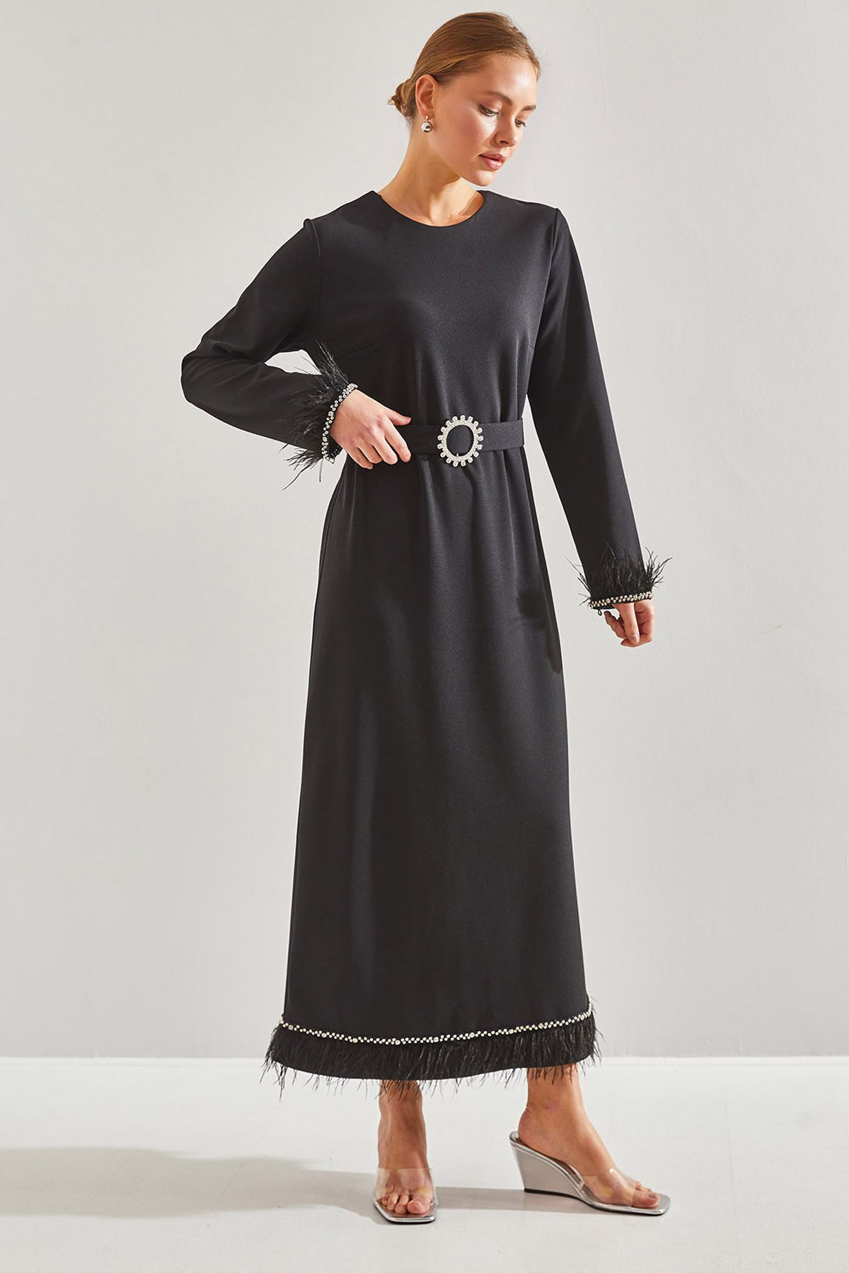لباس حجاب کمربند سنگی و منگوله ای زنانه 60151002 Bianco Lucci Modest