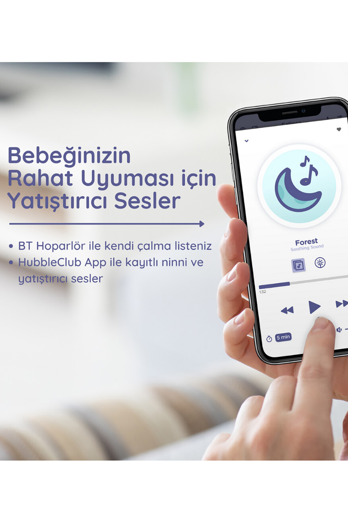 Hubble Eclipse Plus Bebek Telsizi Ninni Çalar Bluetooth Speaker Gece Lambası Gri Gri fotoğrafı 3 (önizleme)