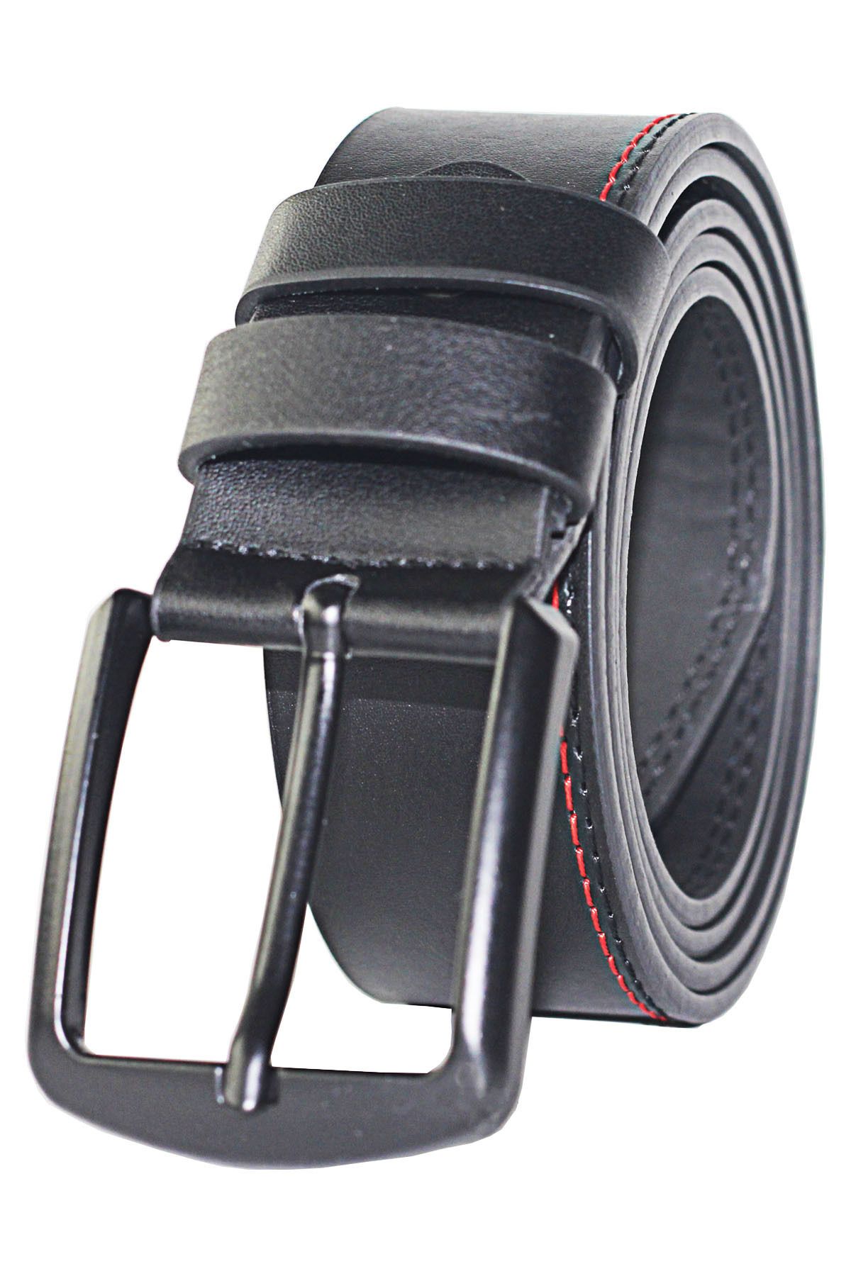 Arkem-Curea Sport Barbati 4 Cm Cusaturi Rosii, Curea din Piele Pu, Pentru Blugi Si Pantaloni Canvas, Curea 6