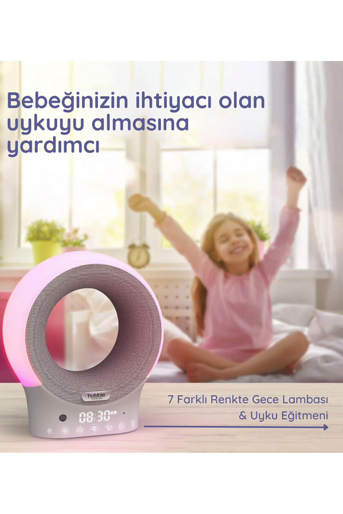 Hubble Eclipse Plus Bebek Telsizi Ninni Çalar Bluetooth Speaker Gece Lambası Gri Gri fotoğrafı 5 (önizleme)