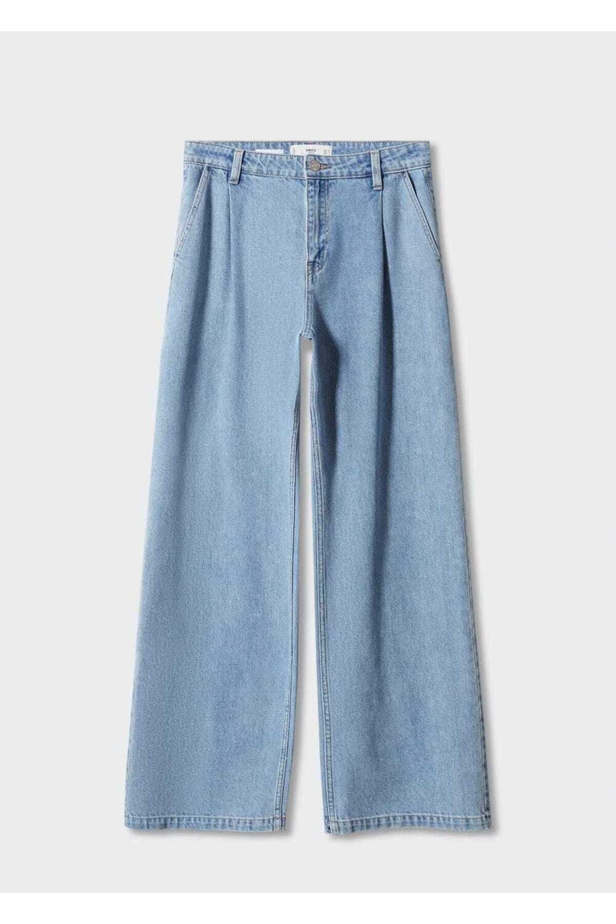 Düz kopçalı kot pantolon