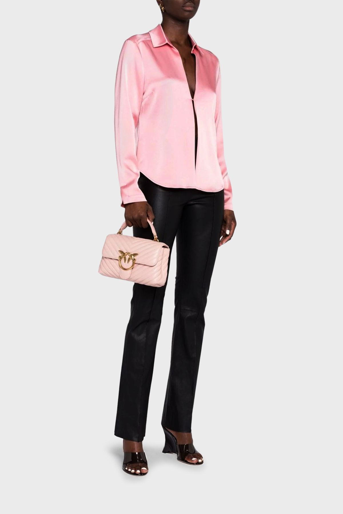 PİNKO-Tasche aus echtem Leder mit Pinko-Logo und abnehmbarem Kettenriemen 100044   A0GK O81Q 2
