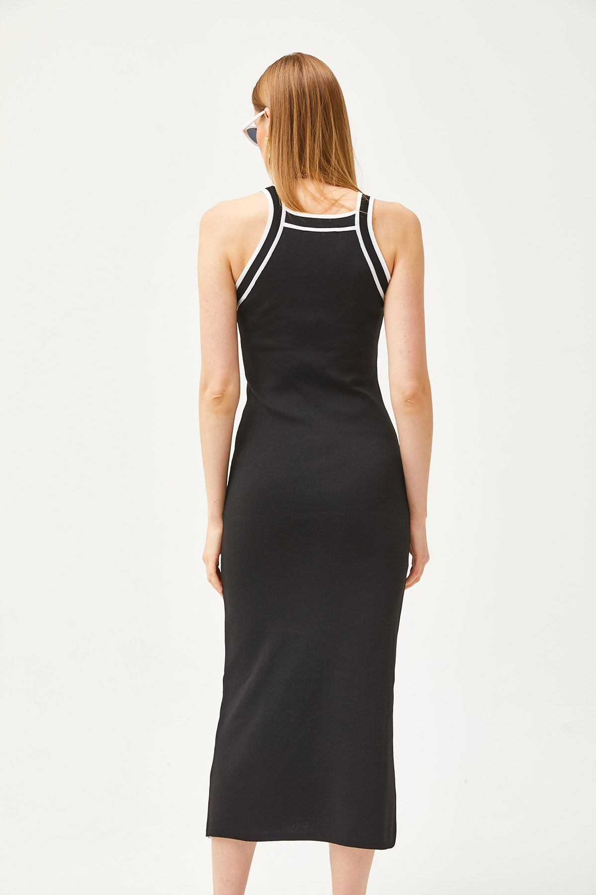 Kadın Siyah Halter Yaka Maxi Triko Elbise ELB-19002070