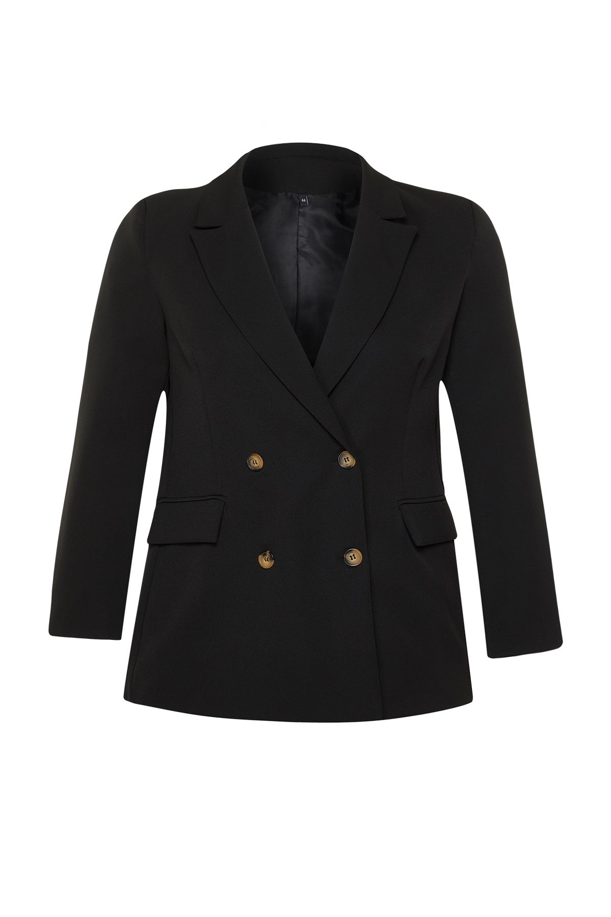 Trendyol Curve-Schwarzer, übergroßer, gefütterter, zweireihiger, gewebter Blazer-Jacke TBSSS24AG00002 8