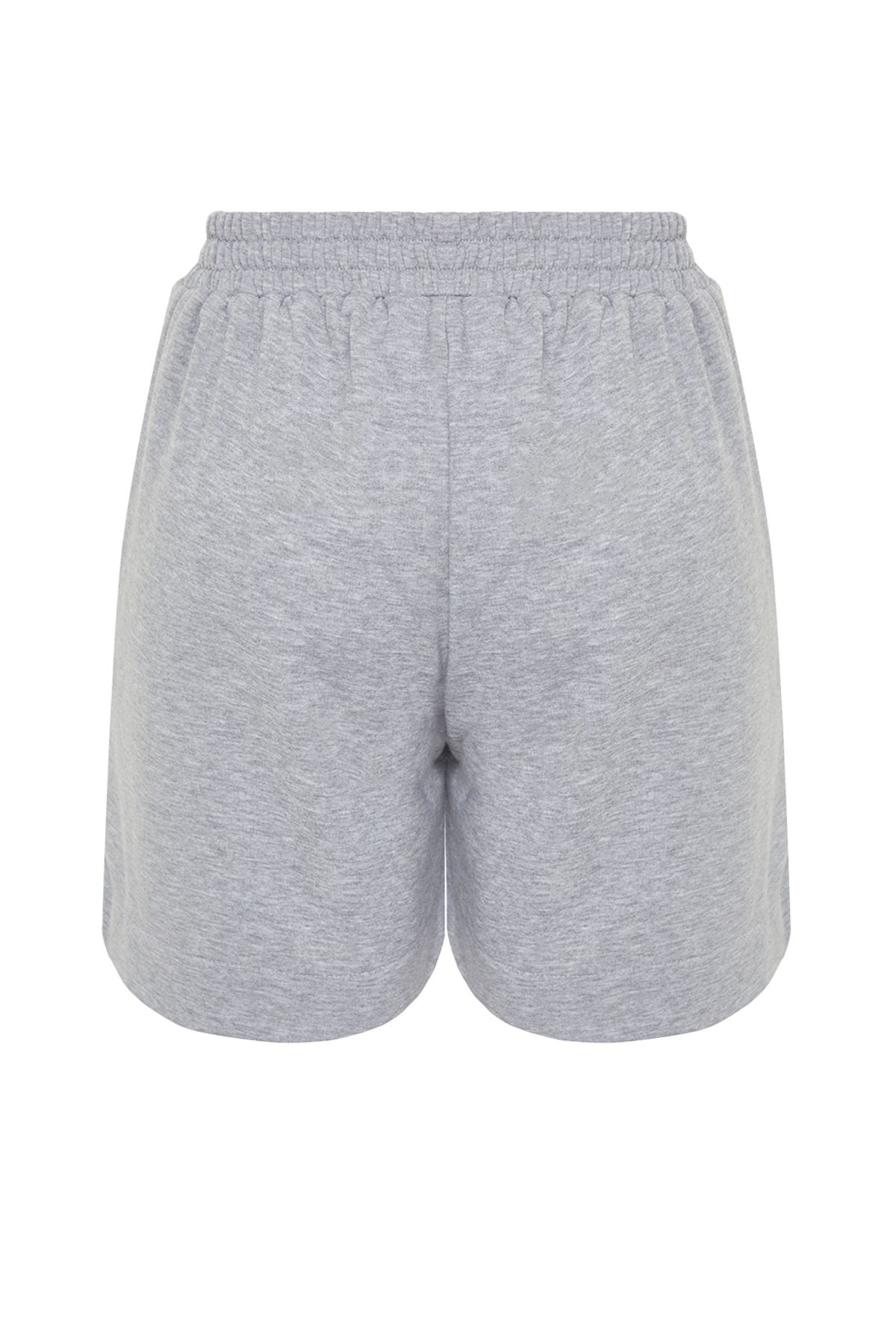 Trendyol Curve-Gray Button Detail 100% Cotton Knitted Plus Size Shorts & Bermudas Tbbss24Ap00020 8
