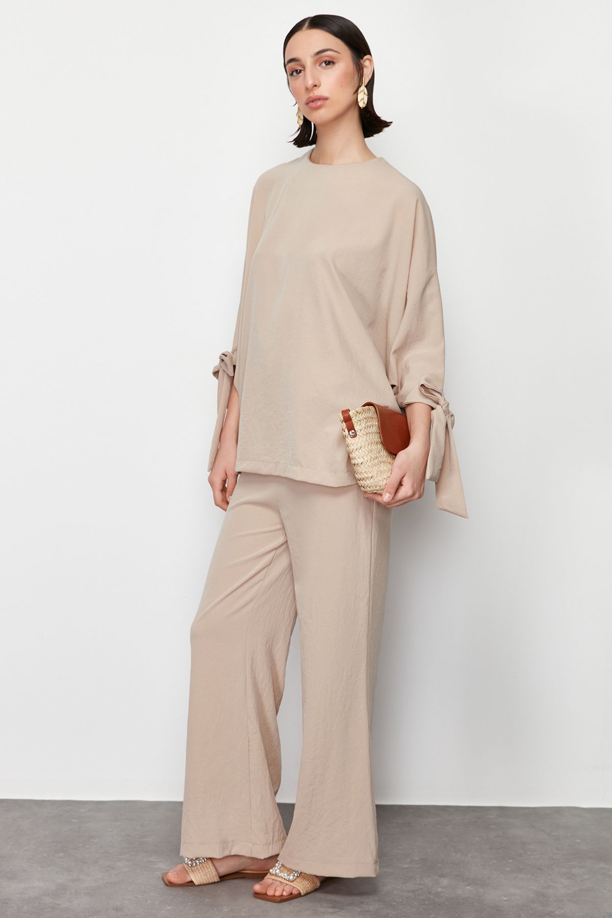 Trendyol Modest-Комплект туника-панталон с каменен прилеп с ръкав TCTSS23US00043 8