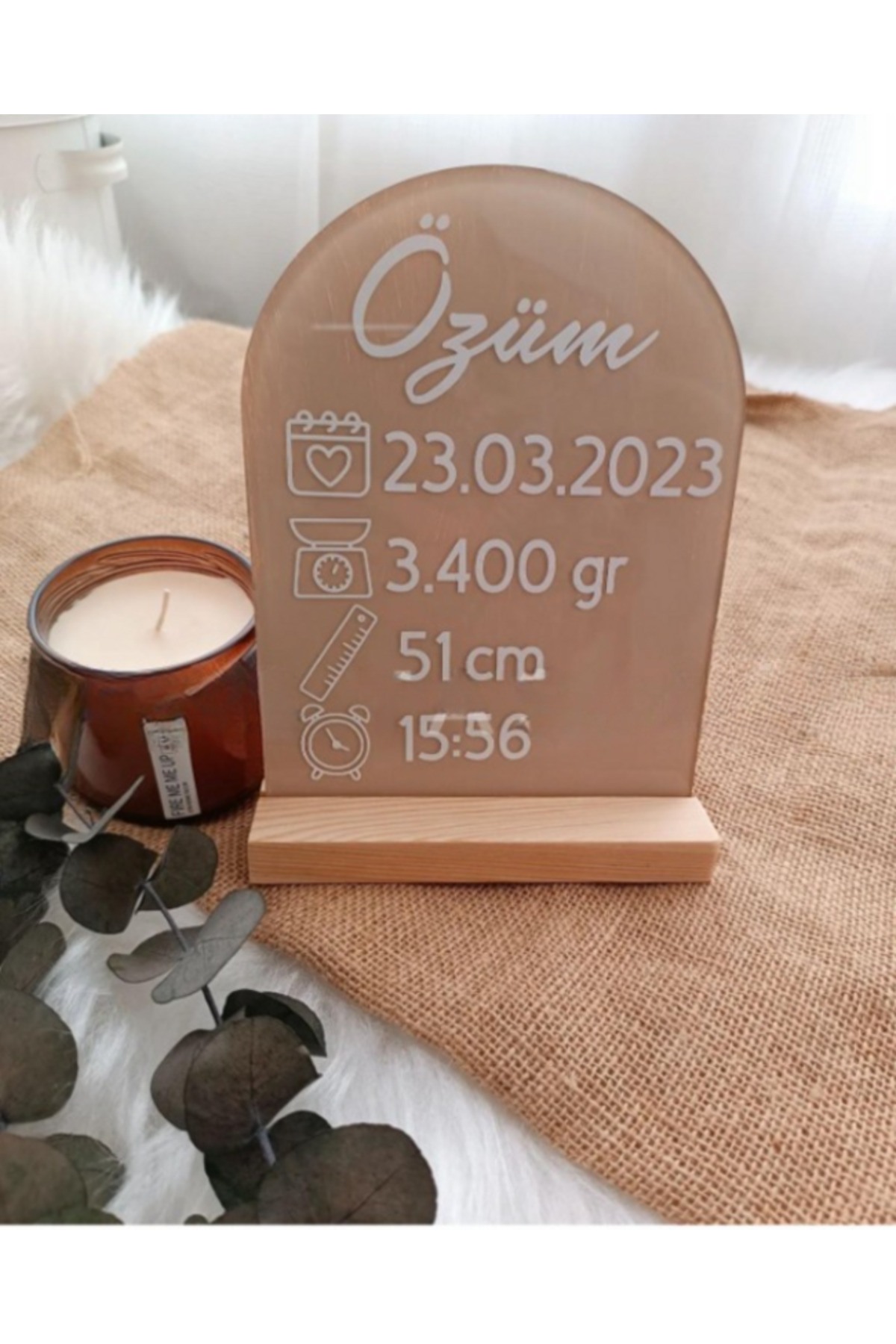 ENCİVA İSME ÖZEL BEBEK DOĞUM PANOSU AHŞAP STANDLI DEKORATİF YENİ DOĞAN HEDİYESİ fotoğrafı 2 (önizleme)