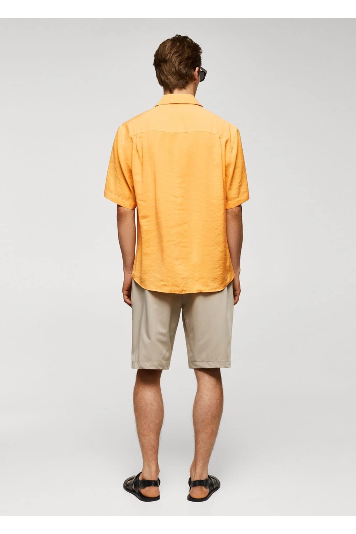 پیراهن مردانه نارنجی منگوMANGO Man | 57022516 اورجینال - تصویر 4