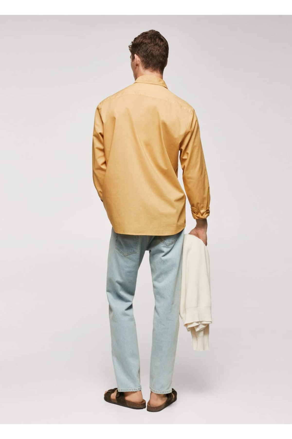 پیراهن مردانه زرد منگوMANGO Man | 57040575 اورجینال - تصویر 4