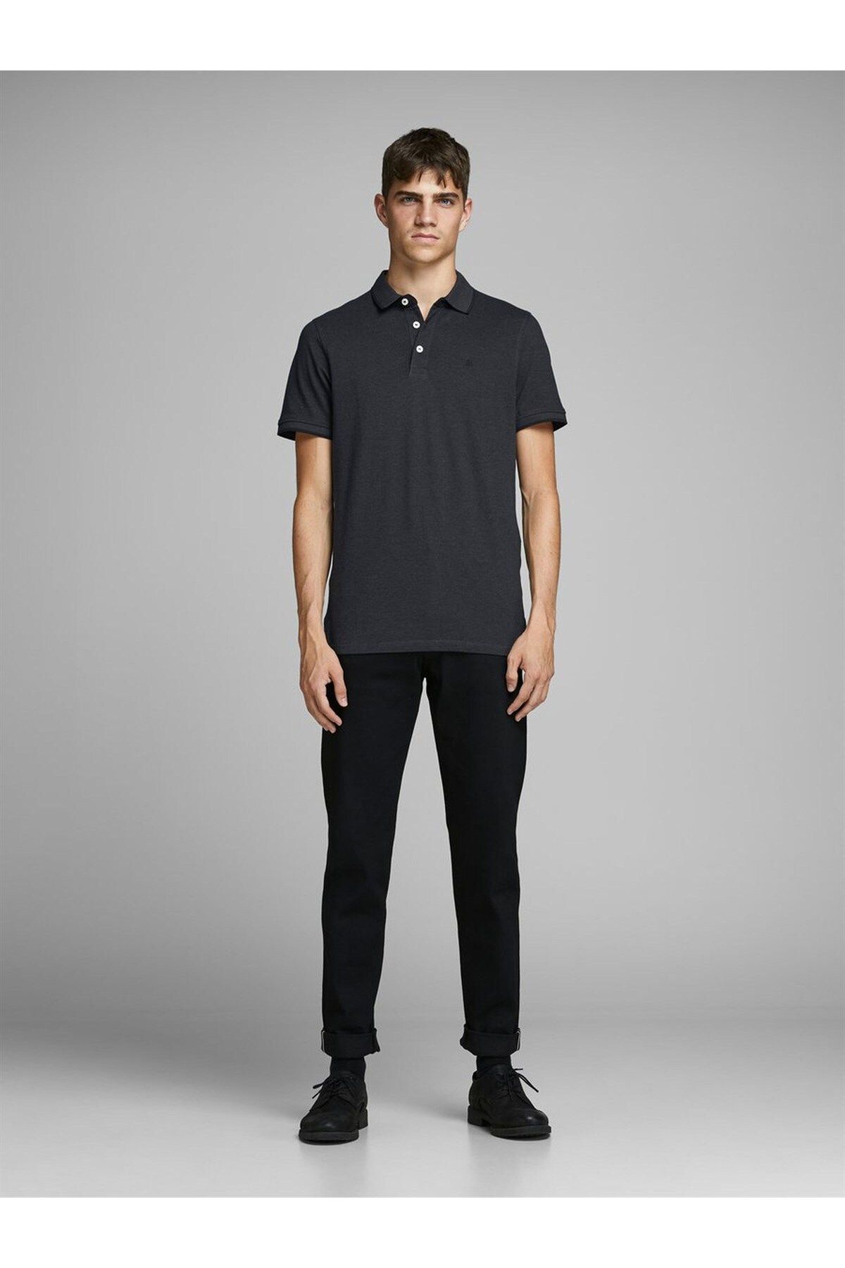 تی شرت یقه پولو مشکی مردانه اورجینال Jack Jones Jack & Jones