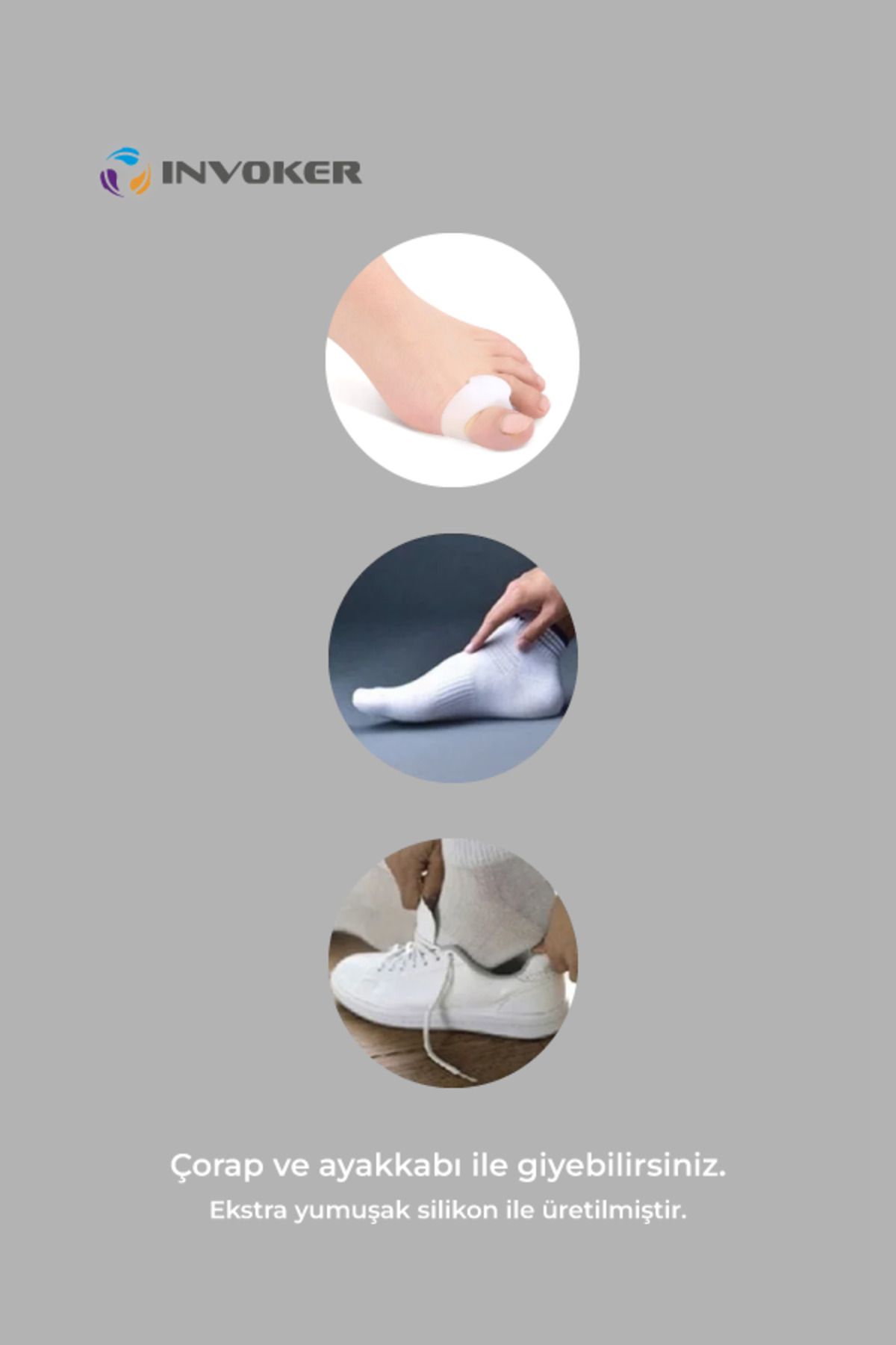 INVOKER-Silicone Roller Foot Big Toe Bone Corrector Hallux Valgus Silicone Flip-Flop Protector L 5