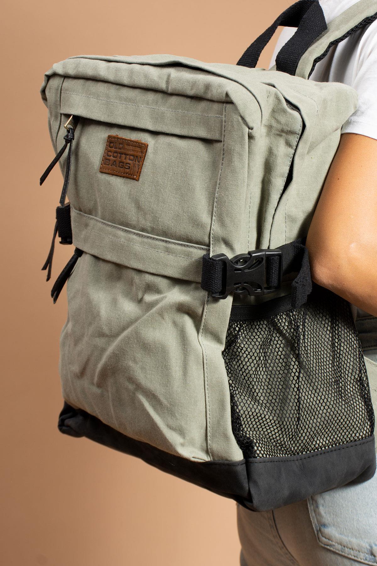 MELAMS Kullanışlı Seyahat ve Taşıma Çantası Vintage Kanvas Yan Cepli Su Geçirmez Unisex Sırt Çantası fotoğrafı 3 (önizleme)