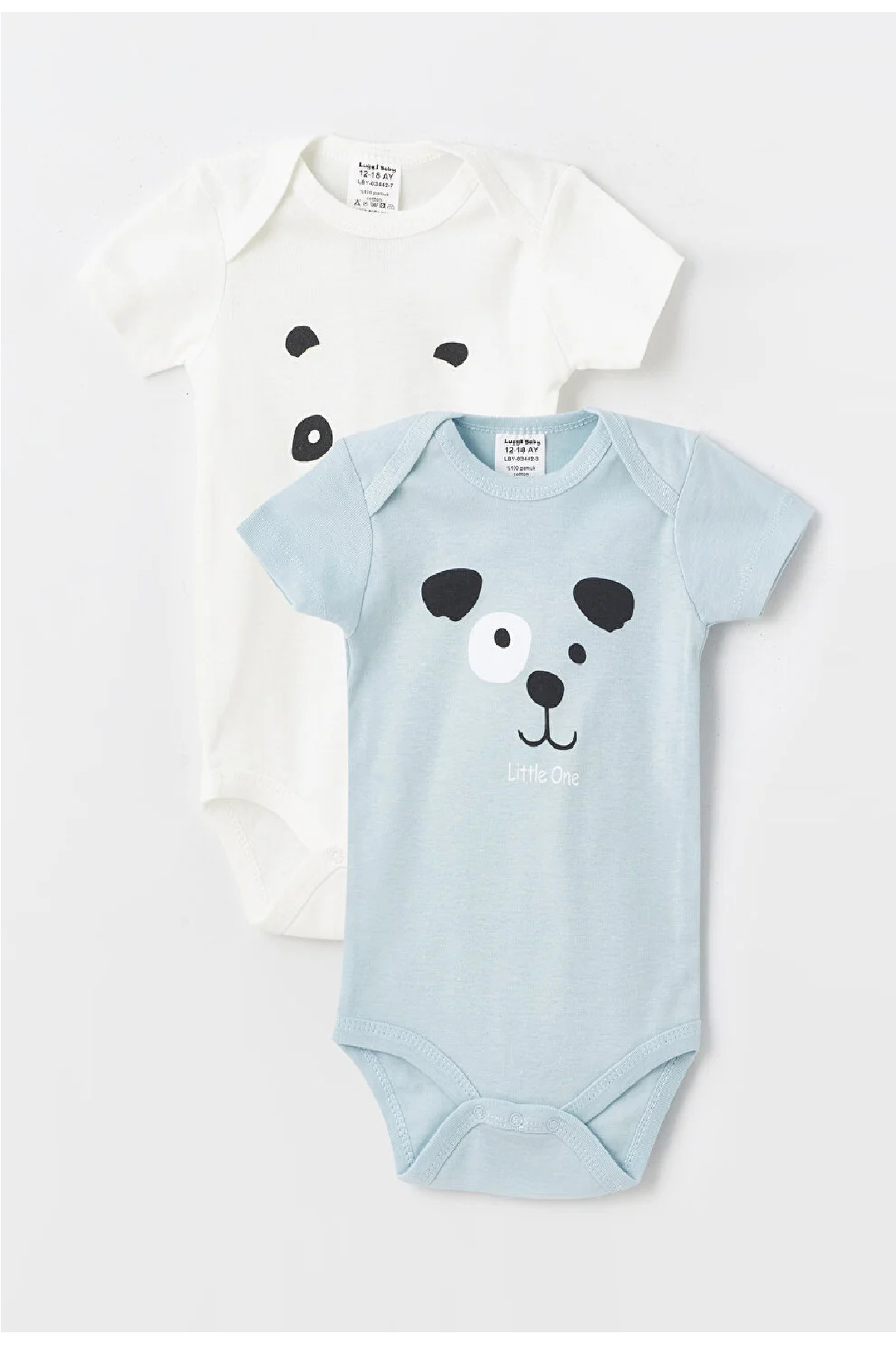 لوجی بیبی بادی دو تکه آستین کوتاه طرحدار یقه گرد دکمهدار لوجی بیبی بادی دو تکه آستین کوتاه طرحدار یقه گرد دکمهدار