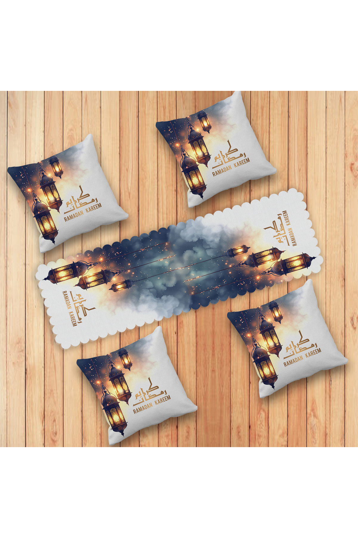 Ramadan Themed  Lantern Runner and Pillow Case Set