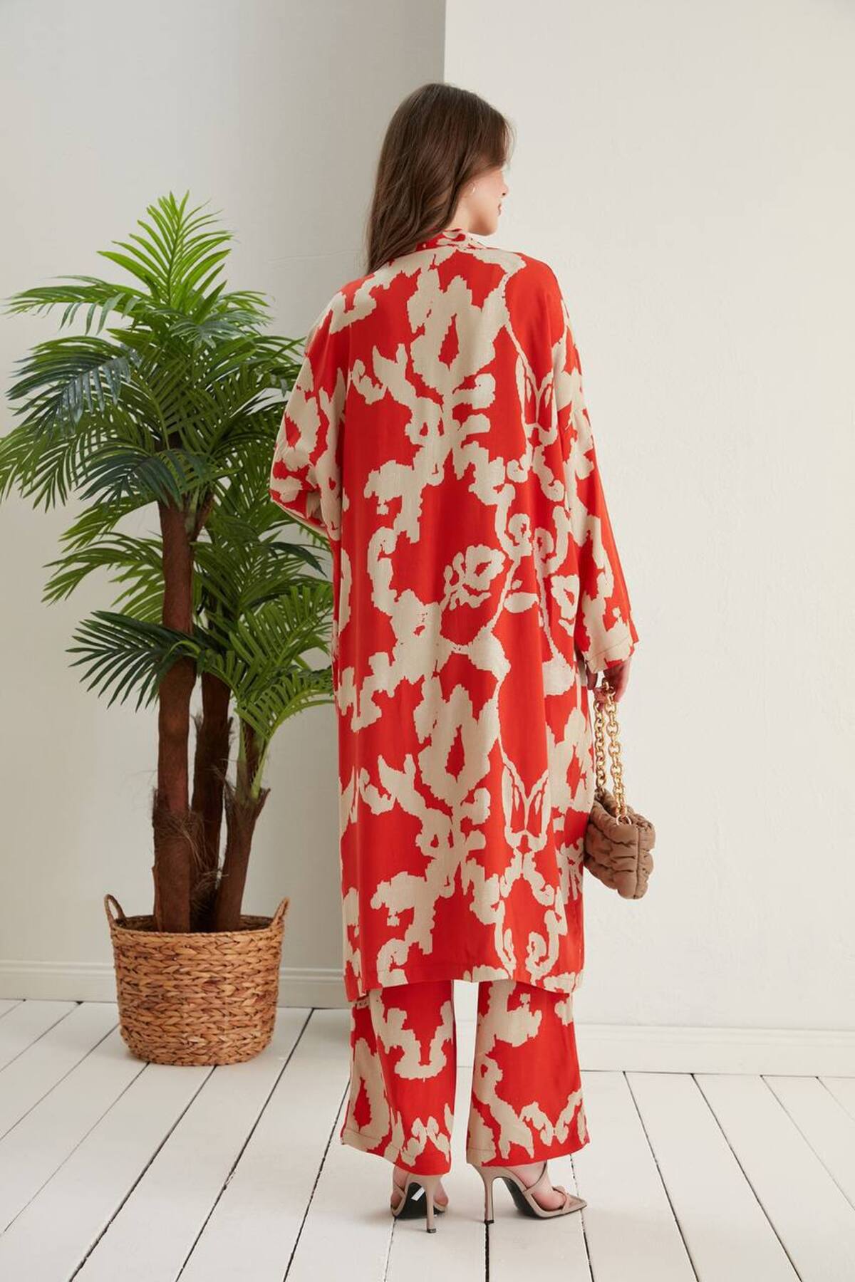 Uzun desenlı kimono takım