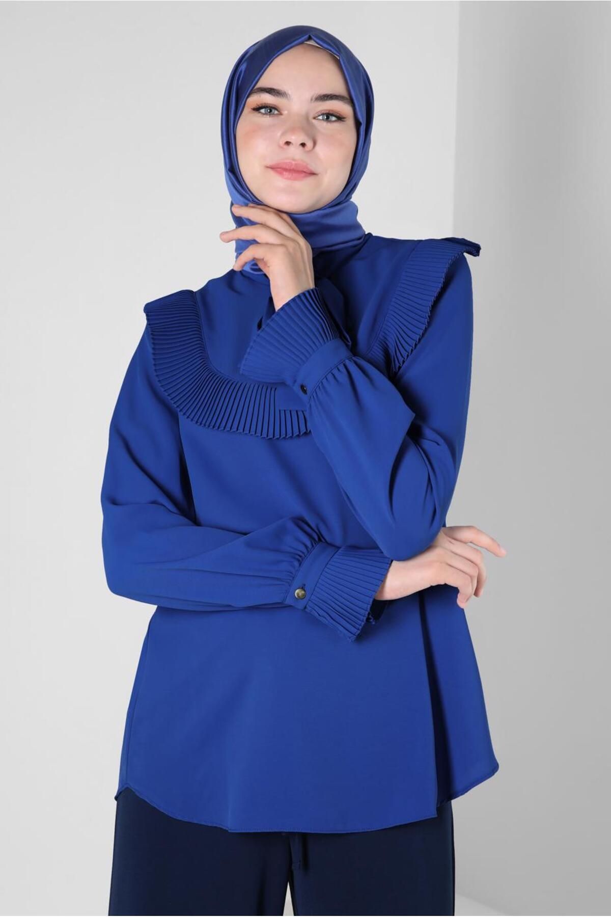 بلوز با جزئیات پلیسه دار 43898 Alvina
